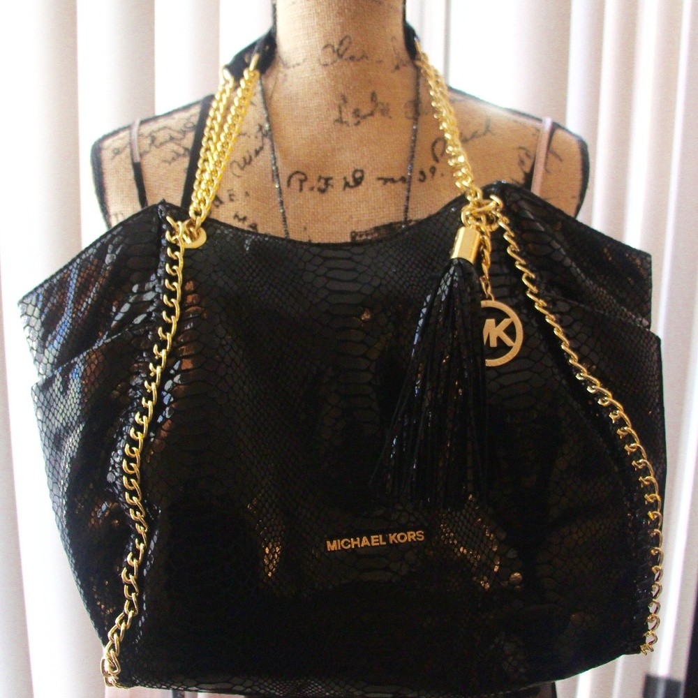 Michael Kors Python Bag! Black,Gold Hardware! - image 3